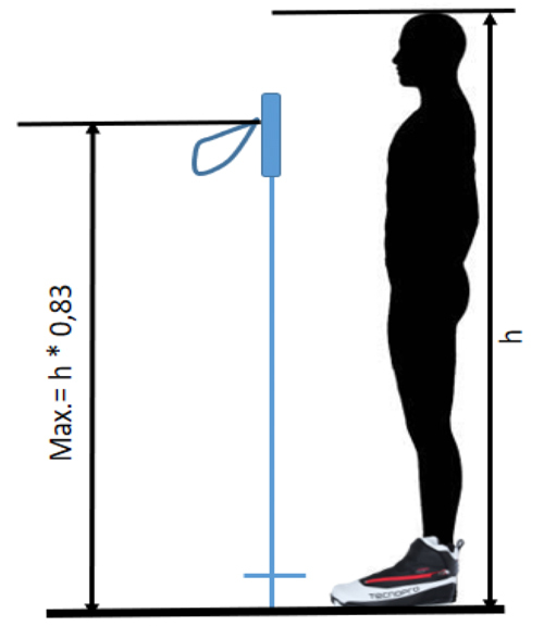 Skisse for &aring; vise det internasjonale skiforbundets regler for stavlengder til langrenn (FIS Pole length rules). Grafikk: FIS.