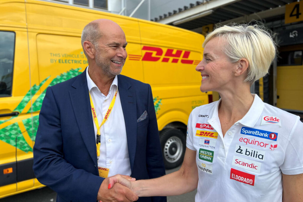 Administrerende direktør i DHL Express Terje Aarbog og daglig leder NSF langrenn Cathrine Instebø.