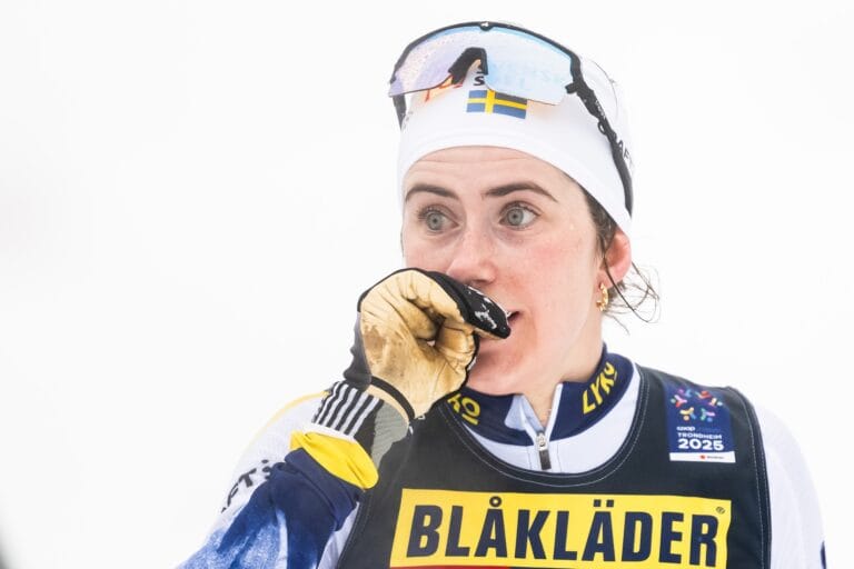 250304 Ebba Andersson of Sweden after competing in the women's classic technique interval start during day 7 of the 2025 FIS Nordic Ski World Championships on March 4, 2025 in Trondheim. Photo: Maxim Thore / BILDBYRÅN / kod MT / MT0770