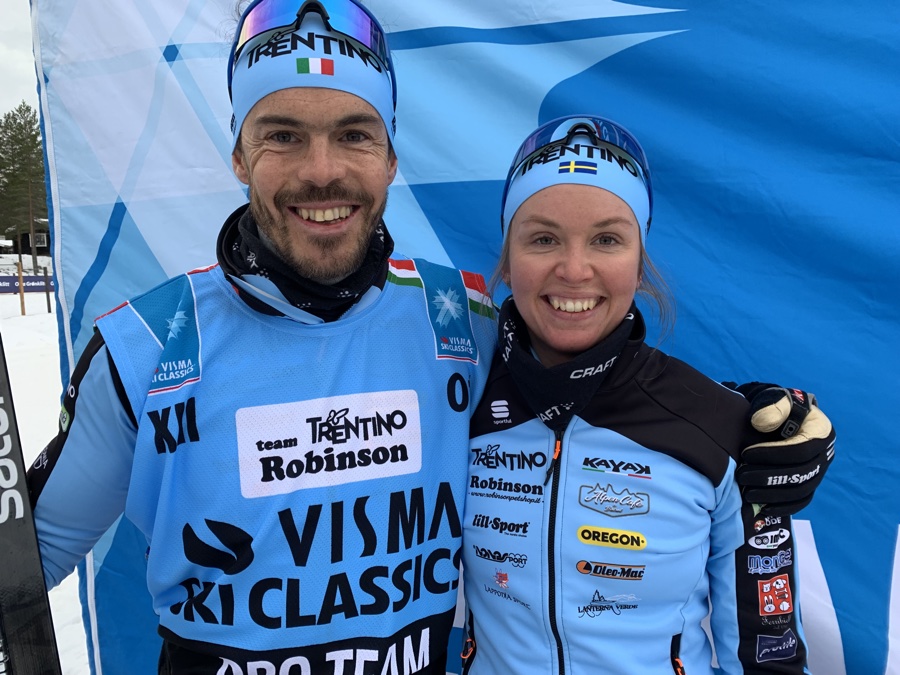 Frida Erkers tillsammans med teamchefen i Team Robinson Trentino, Bruno Debertolis.