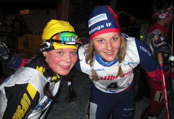 MADELEINE THORN (t v) &auml;r normalt Stinas h&aring;rdaste konkurrent. Foto: KJELL-ERIK KRISTIANSEN