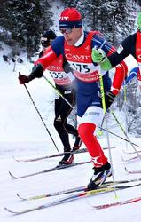 ANDERS AUKLAND i t&auml;ten av Marcialonga med Daniel Tynell. Bak brorsan J&oslash;rgen (nr.2). Foto: MARIO FACCHINI