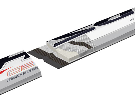 Illustration &ouml;ver hur skidan &auml;r sammansatt av olika delar. FOTO: Madshus.