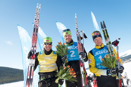Topp tre i &Aring;refj&auml;llsloppet. Br&ouml;derna Aukland och Jens Eriksson p&aring; tredje plats. FOTO: Magnus &Ouml;sth.