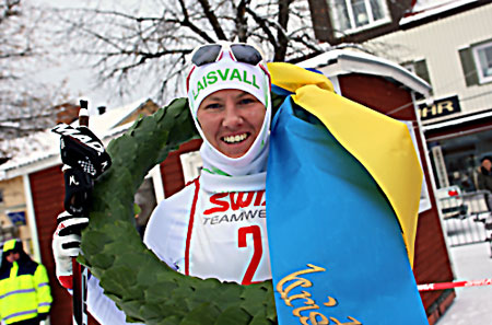 Susanne Nystr&ouml;m vann Kristinaloppet p&aring; l&ouml;rdagen. FOTO: J&ouml;rgen Hjerpe.