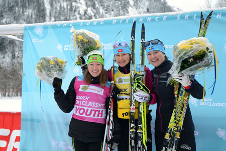 Dampallen: Laila Kveli, Seraina Boner och Jenny Hansson. FOTO: Rauschendorfer/NordicFocus.