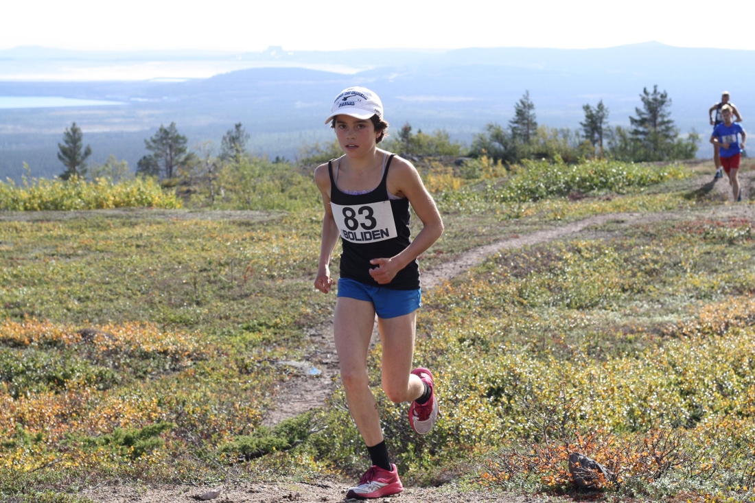 Endast 13 &aring;r gamla Sita Kangas vann damklassen p&aring; Dundret Extreme Running. FOTO: Matilda Niva.