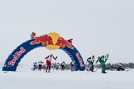Starten p&aring; Nordenski&ouml;ldsloppet 2018. FOTO: Marcus Olsson/Red Bull Content Pool.