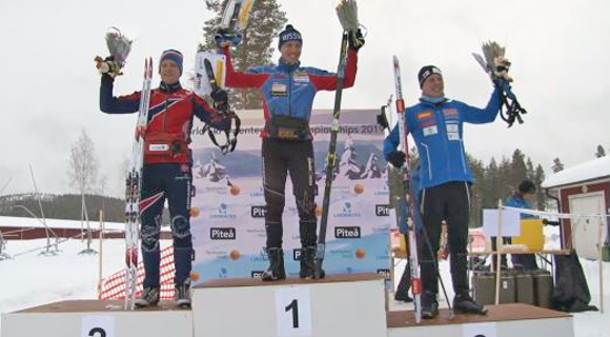 Herrpallen med silvermedalj&ouml;ren Lars Moholdt, guldmannen Andrey Lamov och bronsmedalj&ouml;ren Tero Linnainmaa.