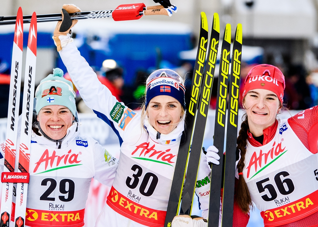 Topp tre: Krista P&auml;rm&auml;koski, Therese Joaug och Natalia Nepryaeva. FOTO: Bildbyr&aring;n/Carl Sandin.
