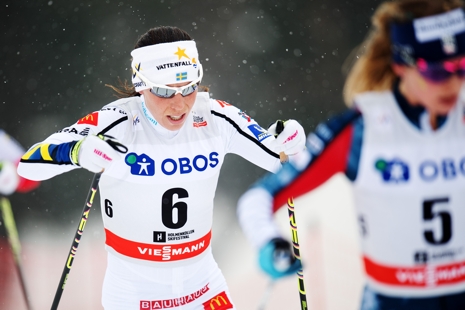 Charlotte Kalla &aring;kte starkt med fick n&ouml;jda sig med fj&auml;rde plats. FOTO: Jon Olav Nesvold/Bildbyr&aring;n.