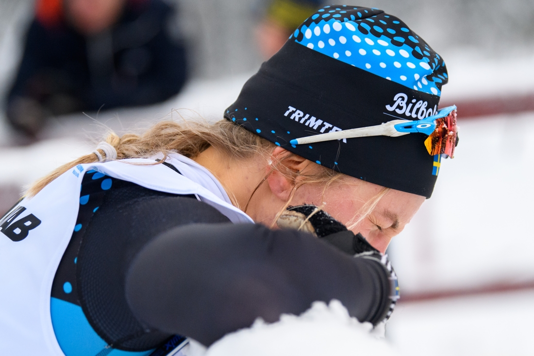 En arg Linn Svahn efter m&aring;lg&aring;ng i finalen. FOTO: Bildbyr&aring;n/Mathias Bergeld.
