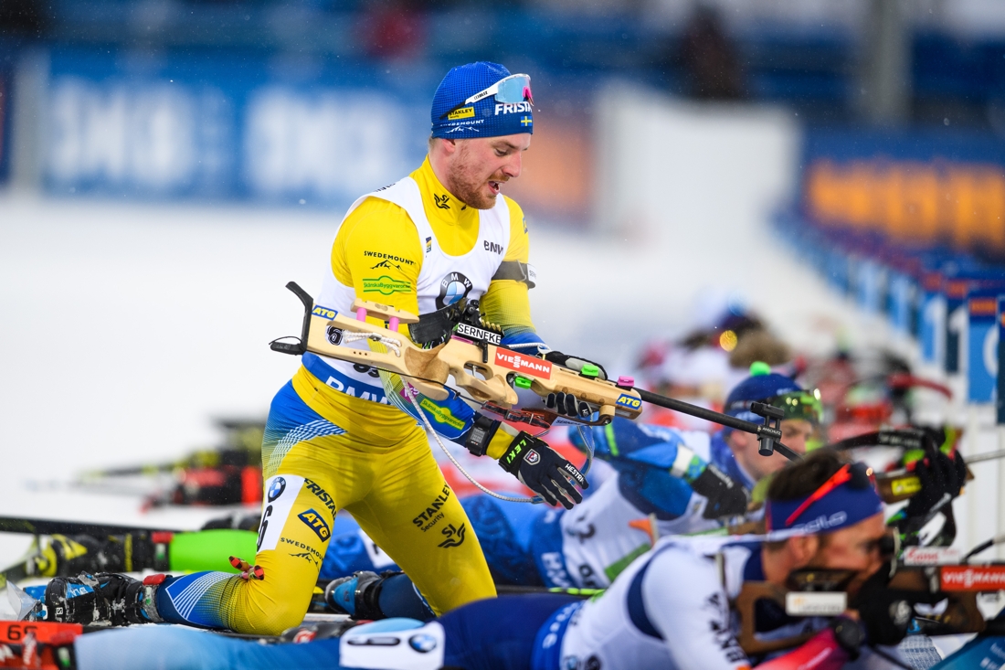 Jesper Nelin &aring;kte andra str&auml;ckan f&ouml;r Sverige och v&auml;xlade ut Martin Ponsiluoma knappa 20 sekunder efter d&aring; ledande Frankrike. FOTO: Petter Arvidson/Bildbyr&aring;n.
