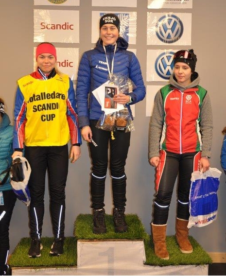 D 17-18-pallen: Moa Hansson, Hanna Abrahamsson och Olivia Alm. FOTO: Östersunds SK.