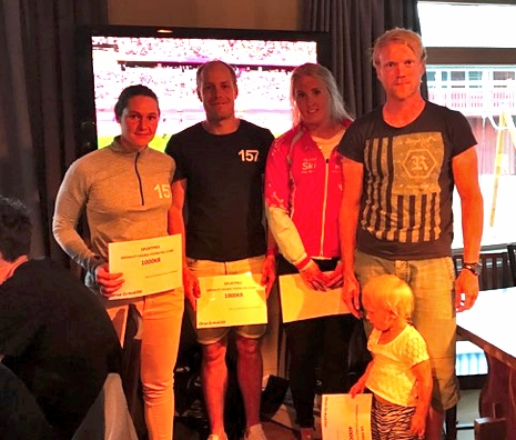 Britta Johansson Norgren och Anton Karlsson tog hem spurtpriserna men Evelina B&aring;ngman och Jens Eriksson var snabbast till m&aring;let p&aring; Gr&ouml;nklitt Double Poling Hill Climb. FOTO: Marcus Laggar.