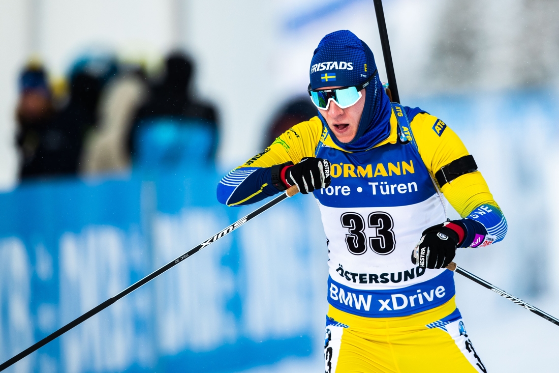 Tre bommar i st&aring;ende f&ouml;rst&ouml;rde f&ouml;r Sebastian Samuelsson under VM-sprinten. FOTO: Johan Axelsson/Bildbyr&aring;n.