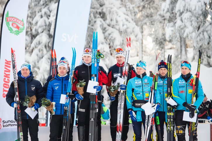 Erik Silvfer, Martin Bergström och Teodor Peterson, IFK Umeå, Markus Ruus, Tiio Söderhielm och Jens Burman, Åsarna, samt Anton Persson, Oscar Persson och Gabriel Thorn, SK Bore. FOTO: Simon Hastegård/Bildbyrån.