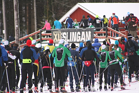 Härlig Vasaloppsträngsel i starten. FOTO: Arrangören.
