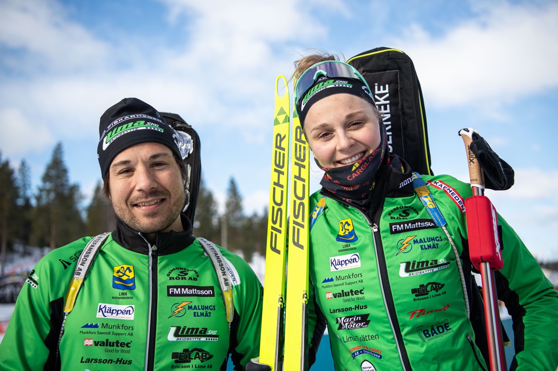 Guldduon från Lima skyttegille, Tobias Arwidsson och Stina Nilsson. Foto: Maxim Thore/Bildbyrån.