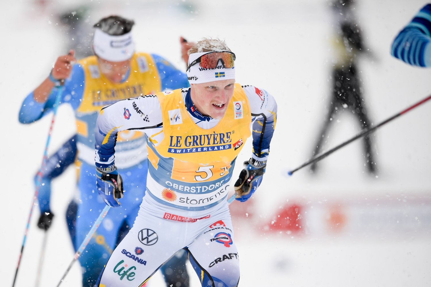 Jens Burman &aring;kte starkt p&aring; tredje str&auml;ckan tillsammans med fransmannen Parisse. FOTO: Johanna Lundberg/Bildbyr&aring;n.