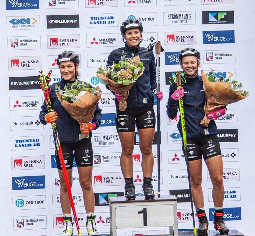 Johanna Hagström vann sprinten I Trollhättan förra året närmast före Moa Lundgren och Emma Ribom. FOTO: Trollhättan Action Week.