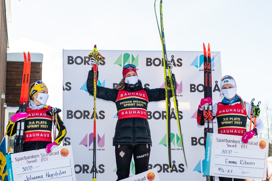 Tv&aring;an Johanna Hagstr&ouml;m, Ulricehamns IF, vinnaren Anna Dyvik, IFK, Mora och trean Emma Ribom, Pite&aring; elit. FOTO: Mathias Bergeld/Bildbyr&aring;n.