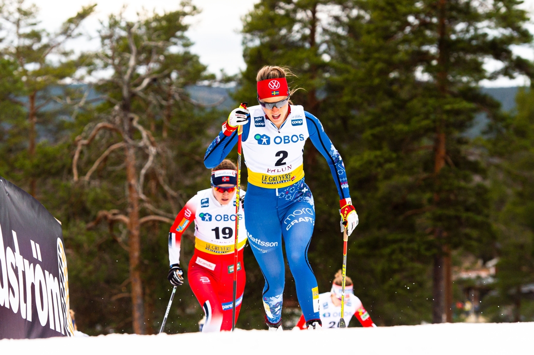 P&aring; sprinten i Falun &aring;kte inte Anna f&ouml;r landslaget utan i nationell grupp i IFK Mora-dr&auml;kten. FOTO: Simon Hasteg&aring;rd/Bildbyr&aring;n.