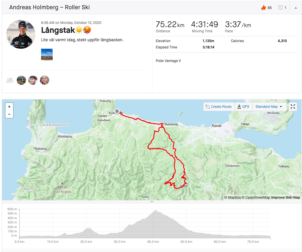 M&aring;ndagens rullskidpass i bergen p&aring; Kreta. BILD: Fr&aring;n Andreas Holmbergs Strava-konto.