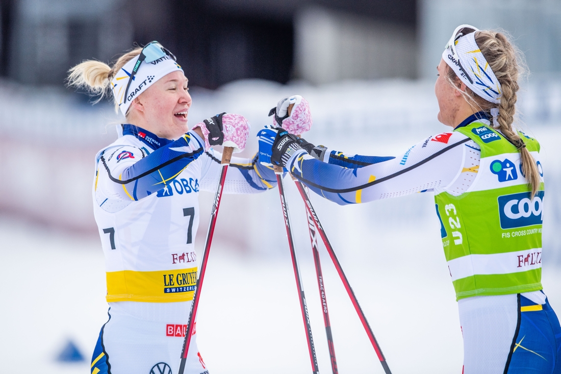 Jonna Sundling och Linn Svahn efter m&aring;lg&aring;ng. FOTO: Simon Hasteg&aring;rd/Bildbyr&aring;n.